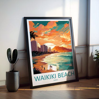 Waikiki Beach Travel Poster