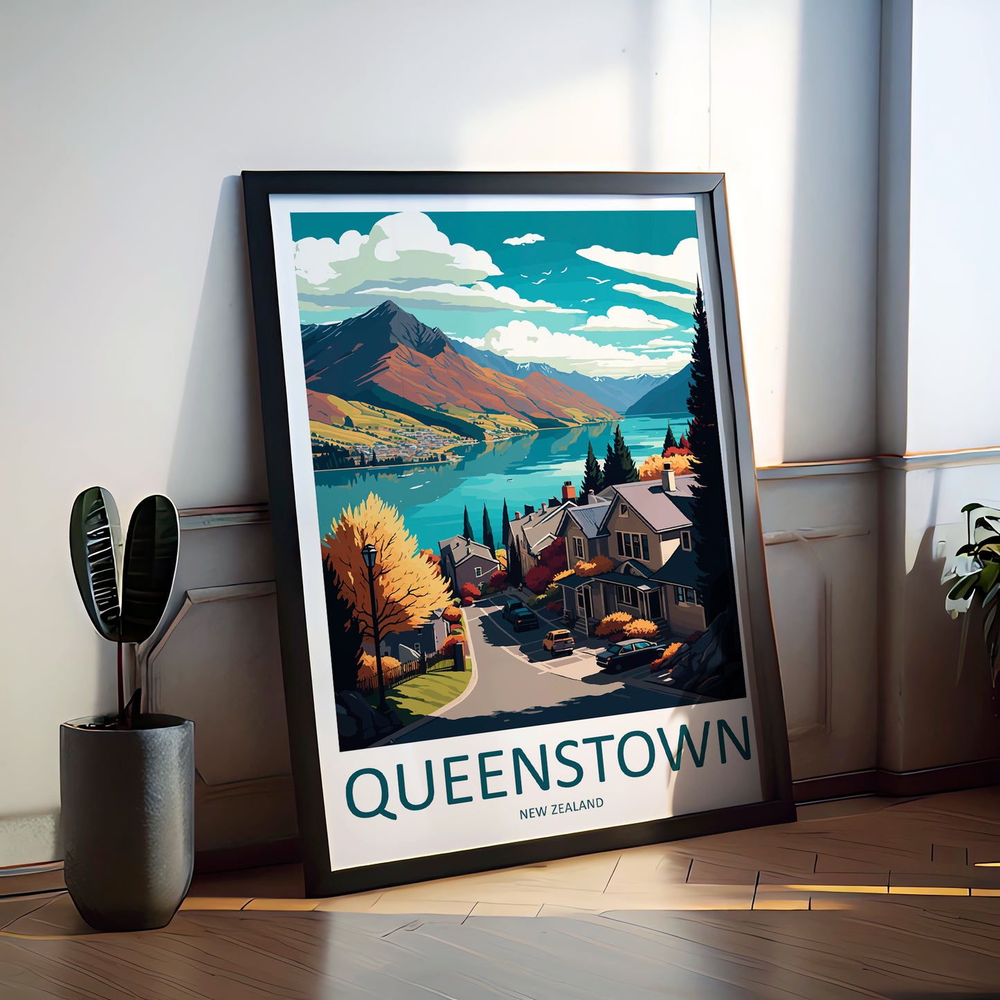 Queenstown New Zealand Travel Poster