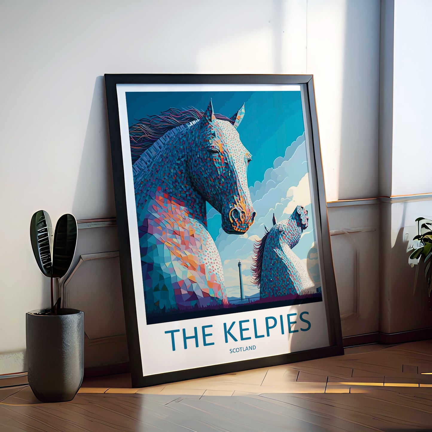 The Kelpies England Travel Poster