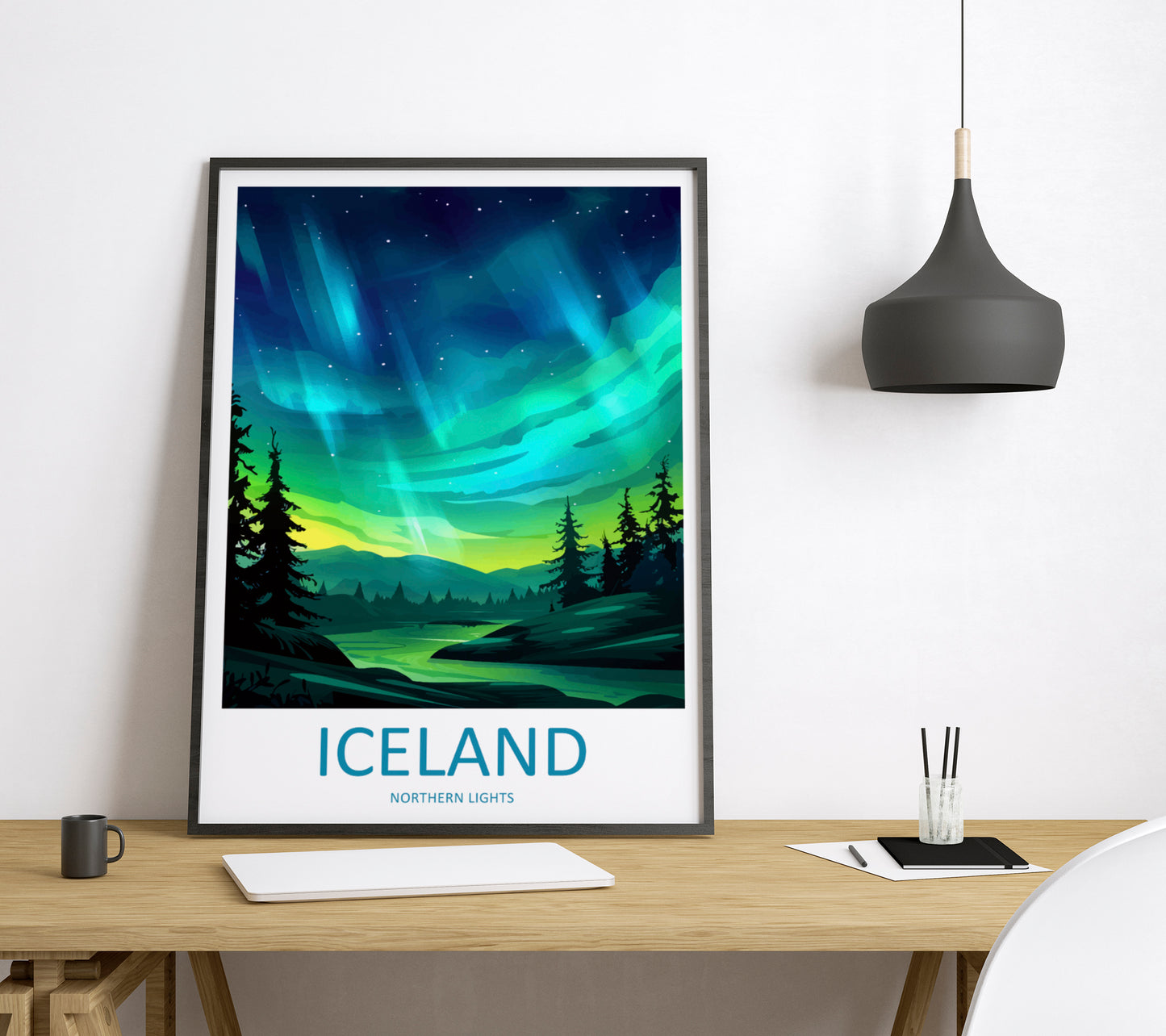 Northern Lights Iceland Travel Poster