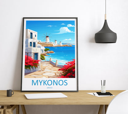 Mykonos Greece Travel Poster