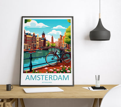 Amsterdam Netherlands Travel Poster