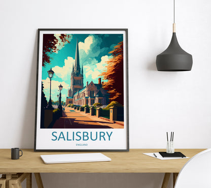 Salisbury England Travel Poster