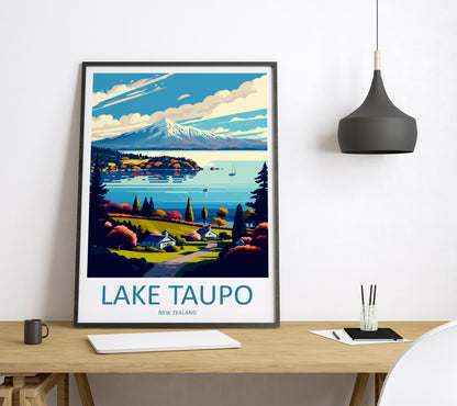 Lake Taupo New Zealand Travel Poster