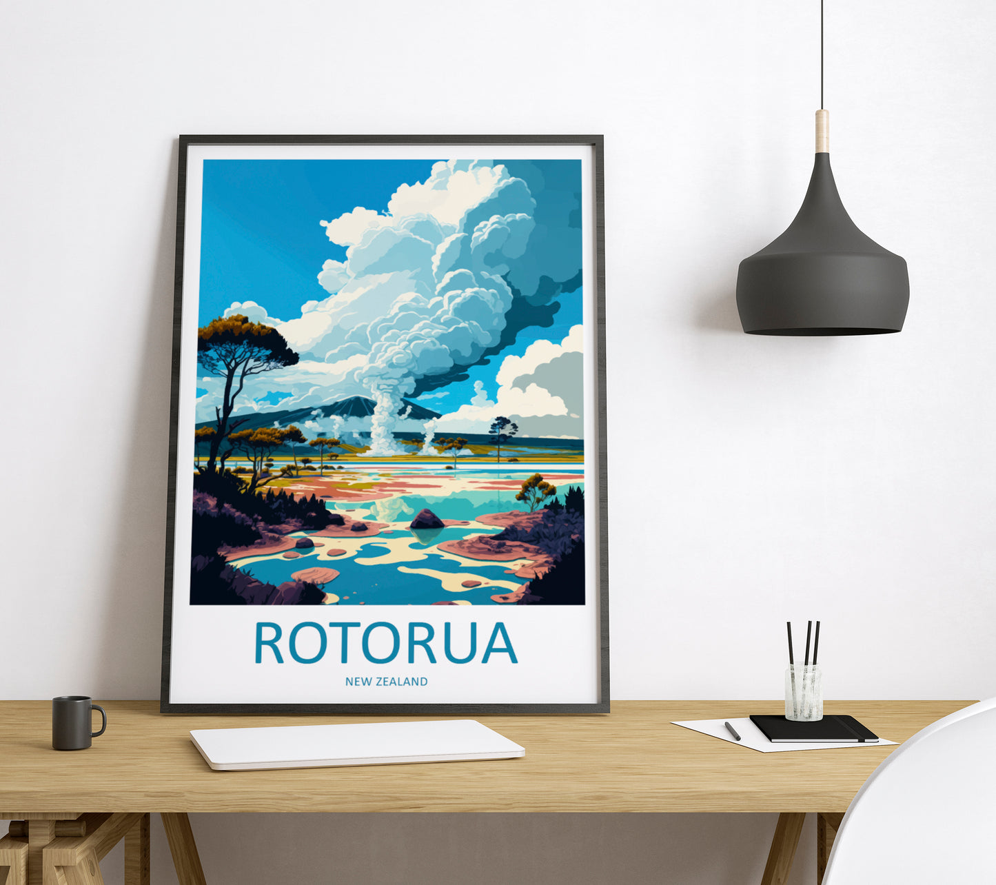 Rotorua New Zealand Travel Poster