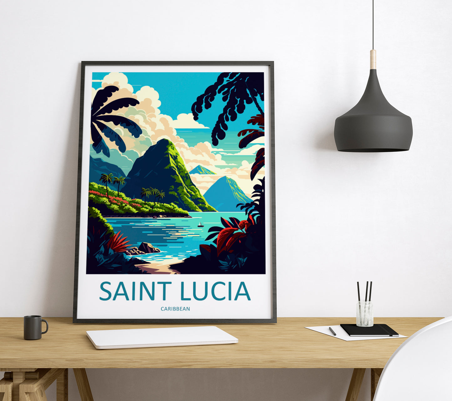 Saint Lucia Caribbean Travel Poster