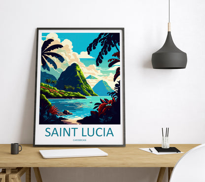 Saint Lucia Caribbean Travel Poster