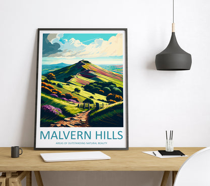 Malvern Hills England Travel Poster