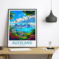 Auckland New Zealand Travel Poster