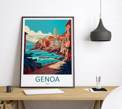 Genoa Italy Travel Poster