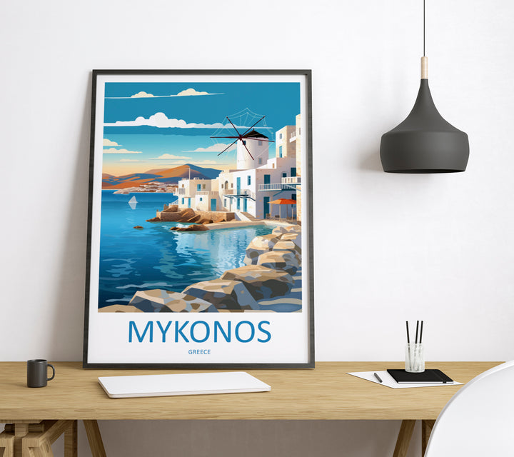 Mykonos Greece Travel Poster