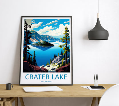 Crater Lake USA Travel Poster