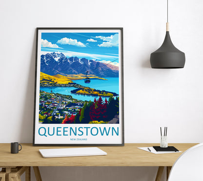 Queenstown New Zealand Travel Poster