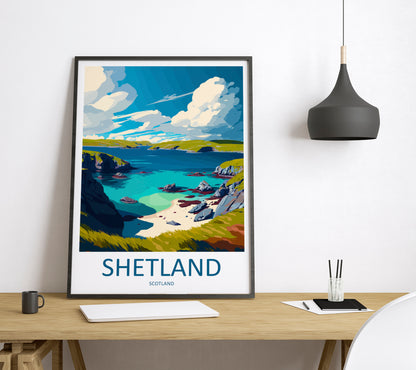 Shetland Scotland Travel Poster