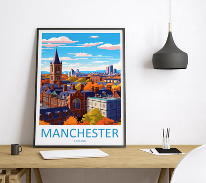 Manchester England Travel Poster