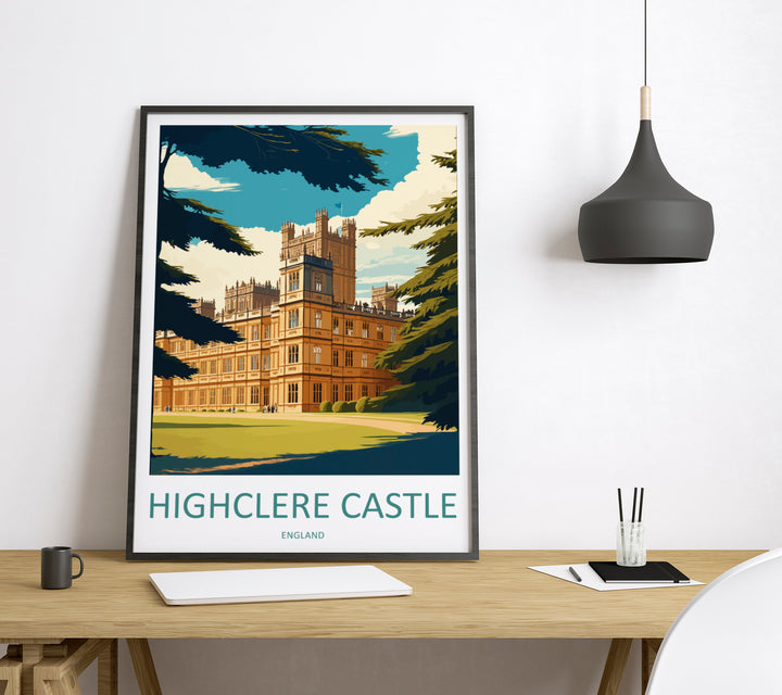 Highclere Castle England Travel Poster