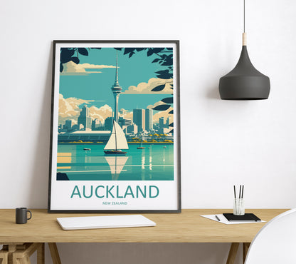 Auckland New Zealand Travel Poster