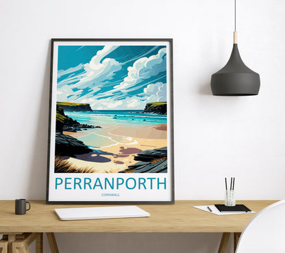 Perranporth England Travel Poster