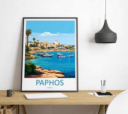 Paphos Cyprus Travel Poster