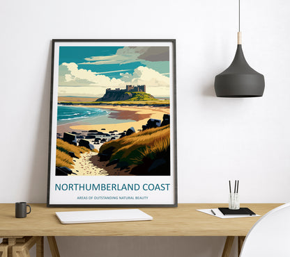 Northumberland Coast England Travel Poster