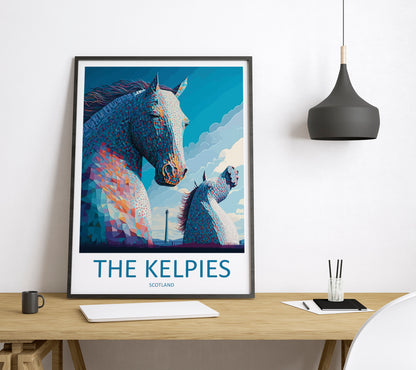 The Kelpies England Travel Poster