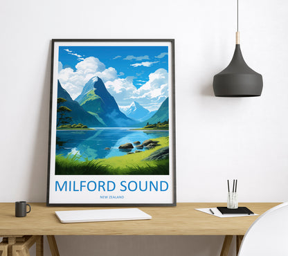 Milford Sound New Zealand Travel Poster