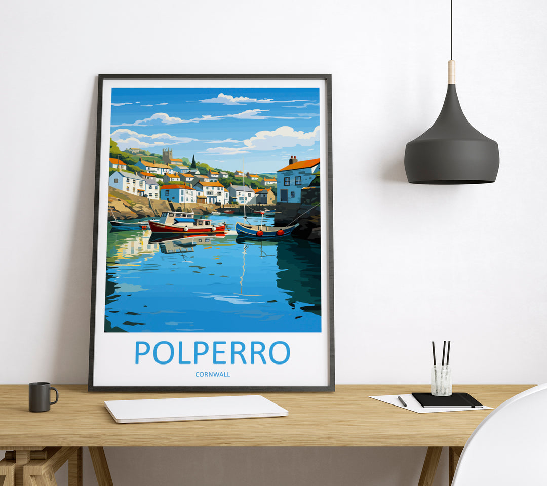 Polperro England Travel Poster