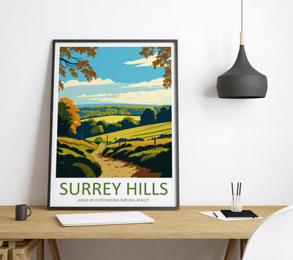 Surrey Hills England Travel Poster