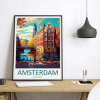 Amsterdam Netherlands Travel Poster