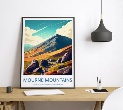 Mourne Mountains Ireland Travel Poster