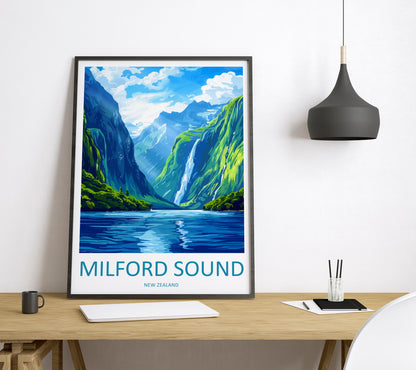 Milford Sound New Zealand Travel Poster