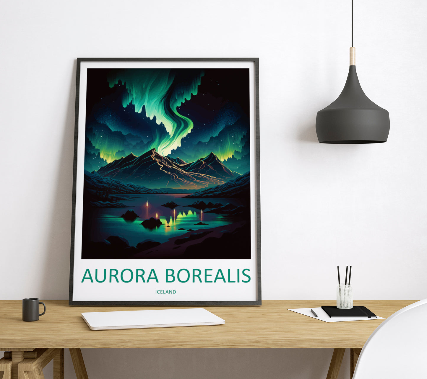 Northern Lights Iceland Travel Poster