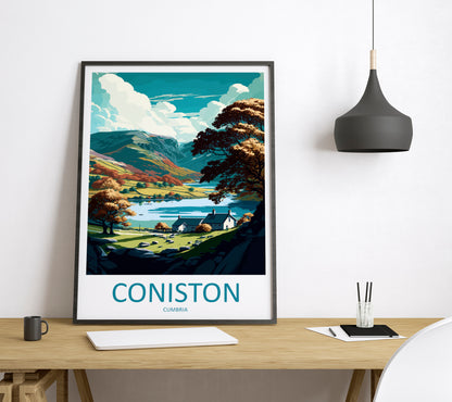 Coniston England Travel Poster