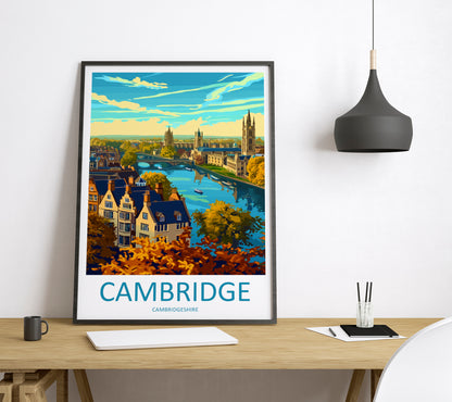 Cambridge England Travel Poster