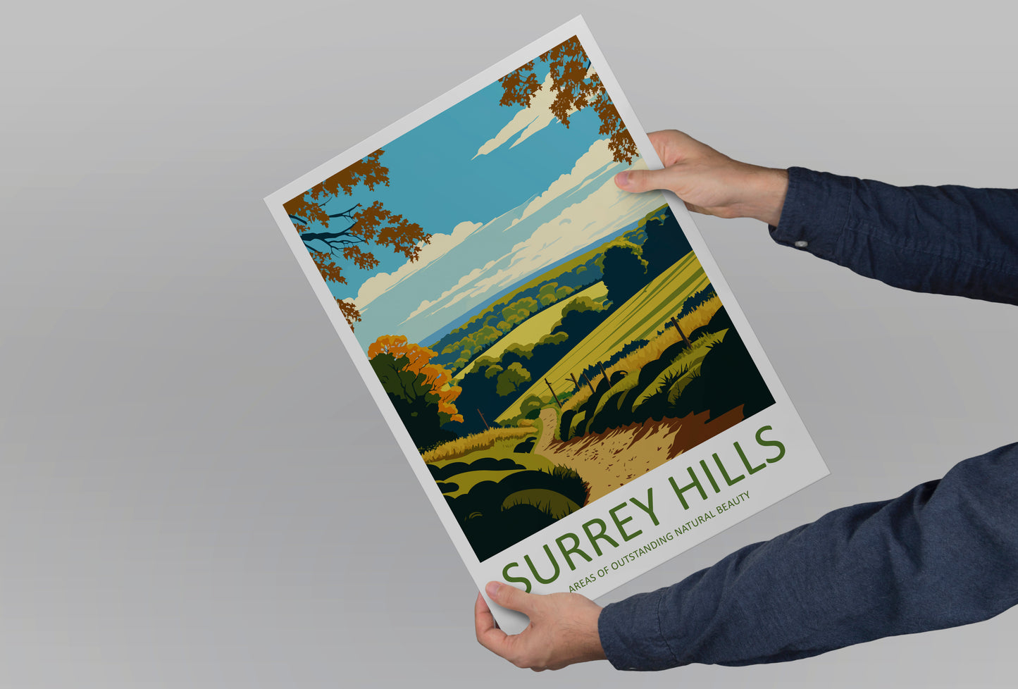 Surrey Hills England Travel Poster