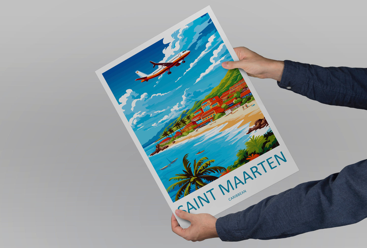 Saint Maarten Caribbean Travel Poster