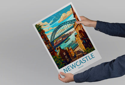 Newcastle England Travel Poster