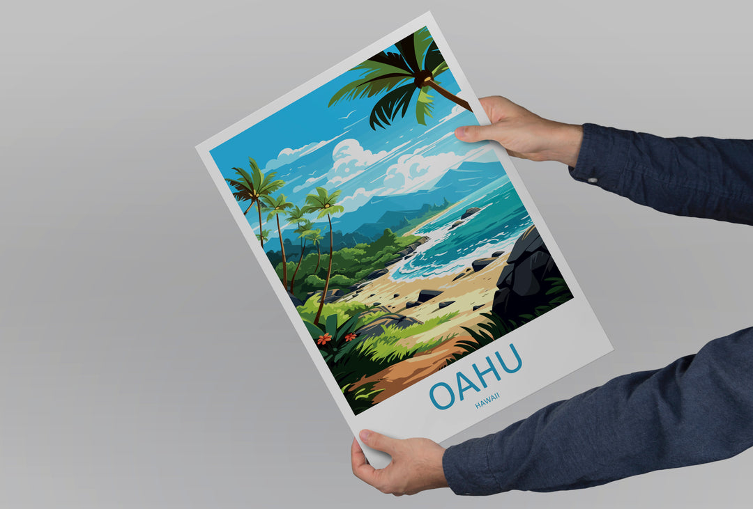 Oahu Hawaii USA Travel Poster