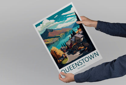 Queenstown New Zealand Travel Poster