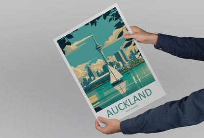 Auckland New Zealand Travel Poster