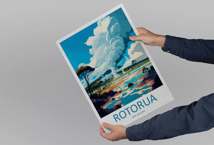 Rotorua New Zealand Travel Poster