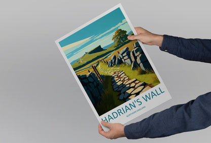 Hadrians Wall Ireland Travel Poster