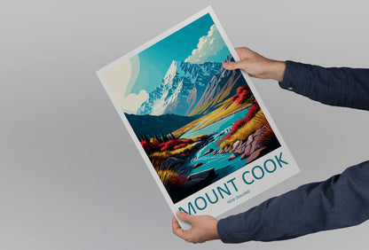 Mount Cook New Zealand Travel Poster