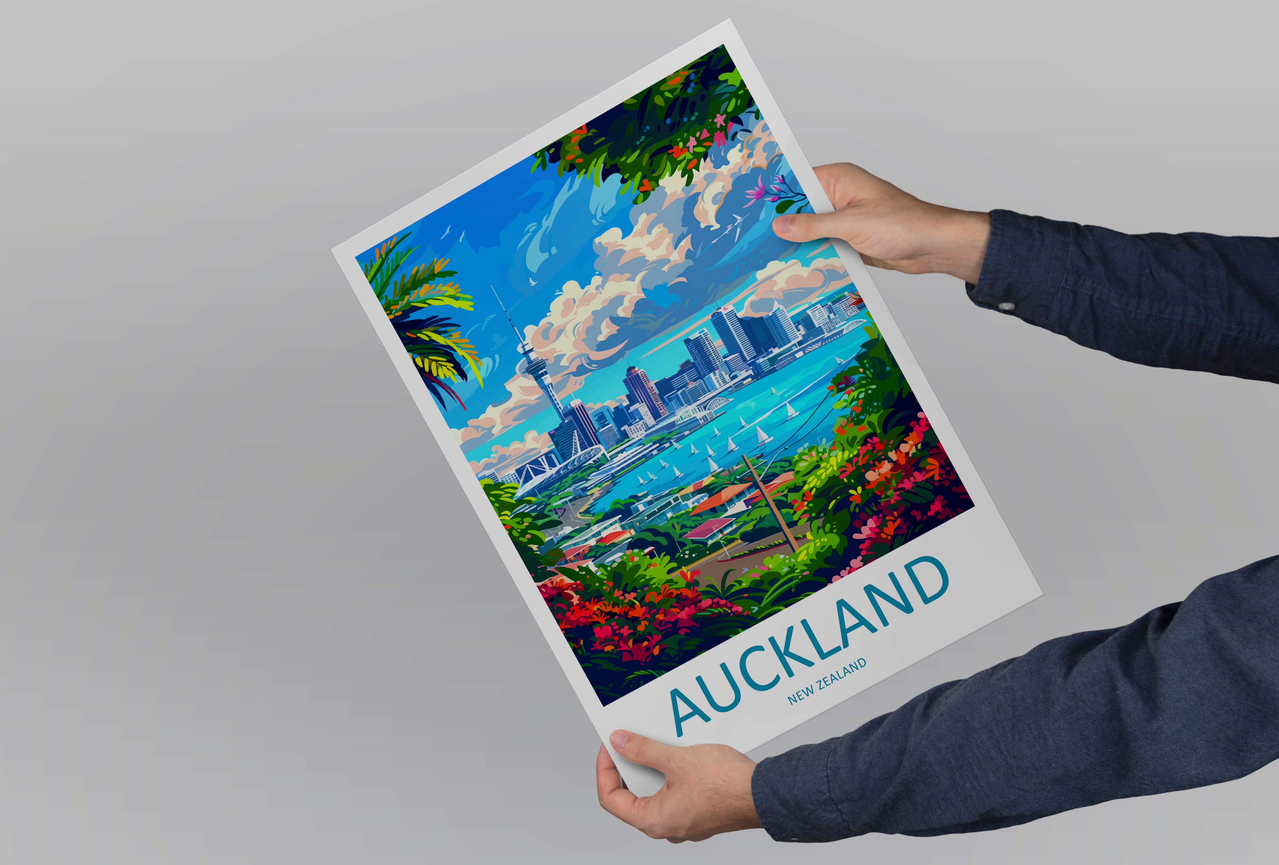 Auckland New Zealand Travel Poster