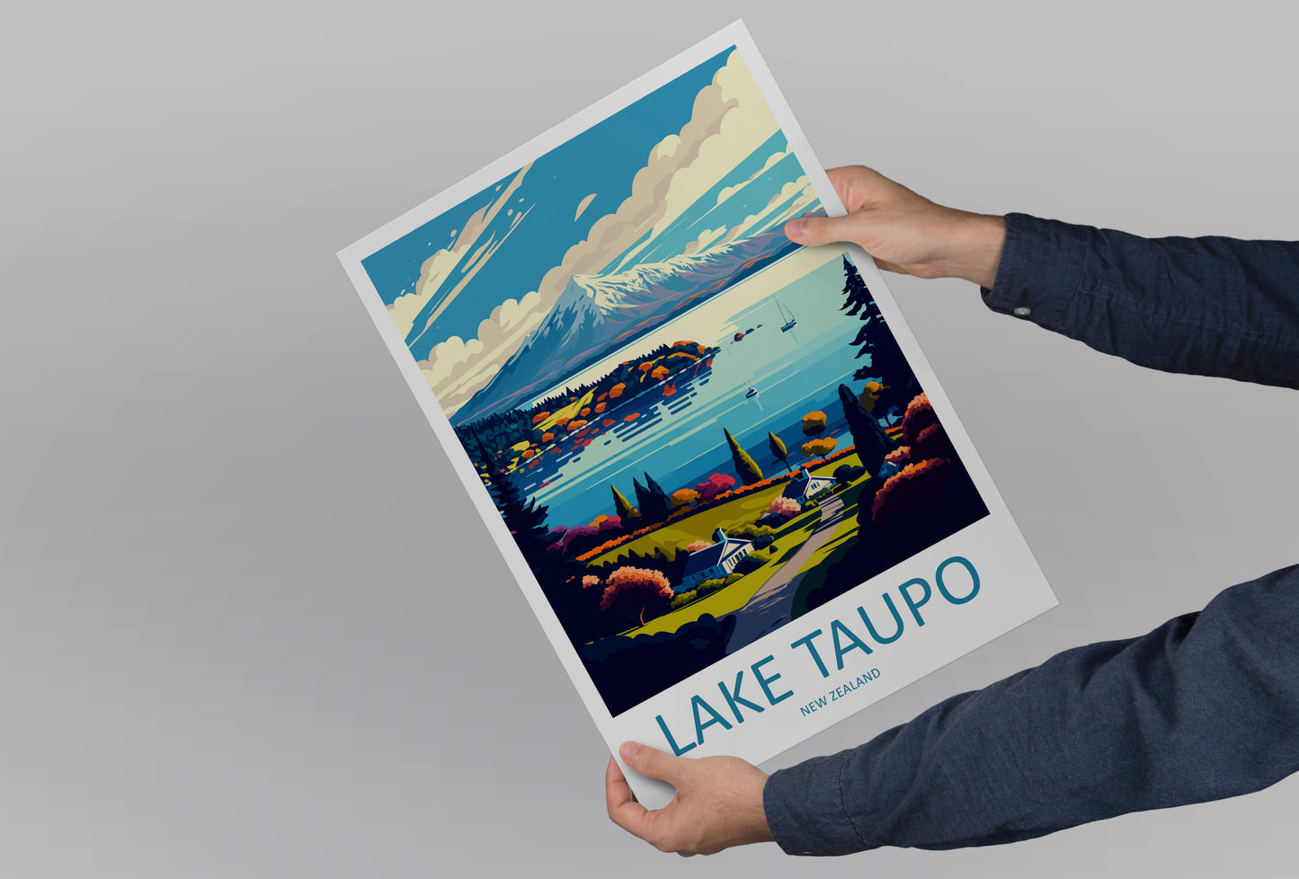 Lake Taupo New Zealand Travel Poster