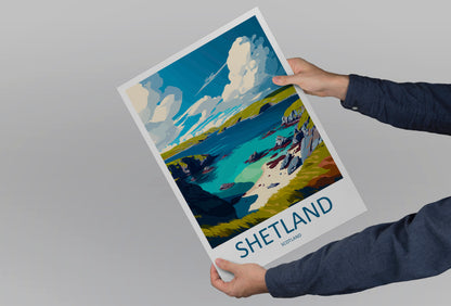 Shetland Scotland Travel Poster