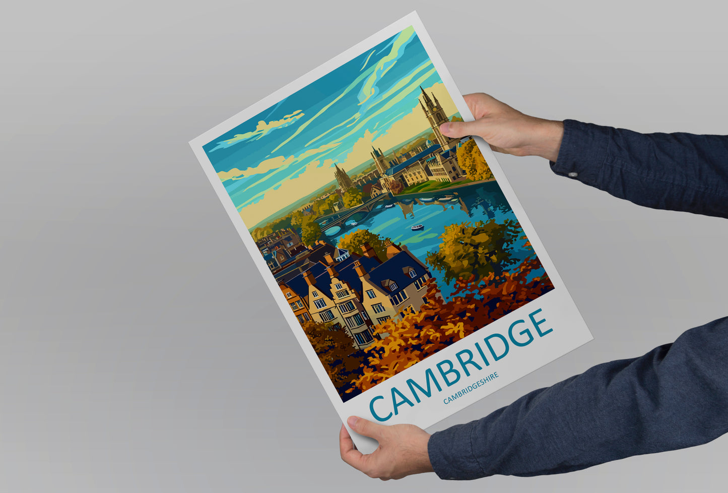 Cambridge England Travel Poster