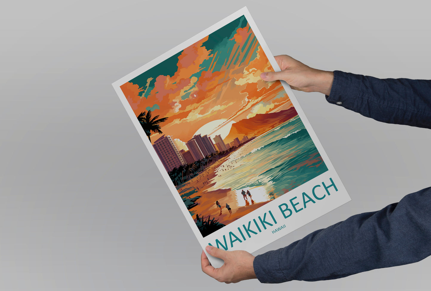 Waikiki Beach Travel Poster