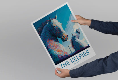 The Kelpies England Travel Poster