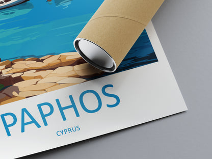 Paphos Cyprus Travel Poster